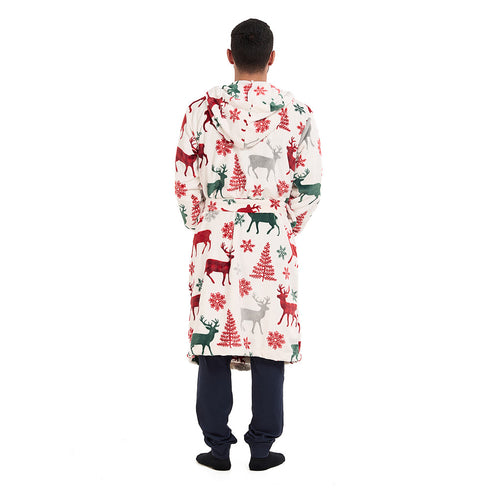 Snuggs Blanket Robe White Deer Christmas